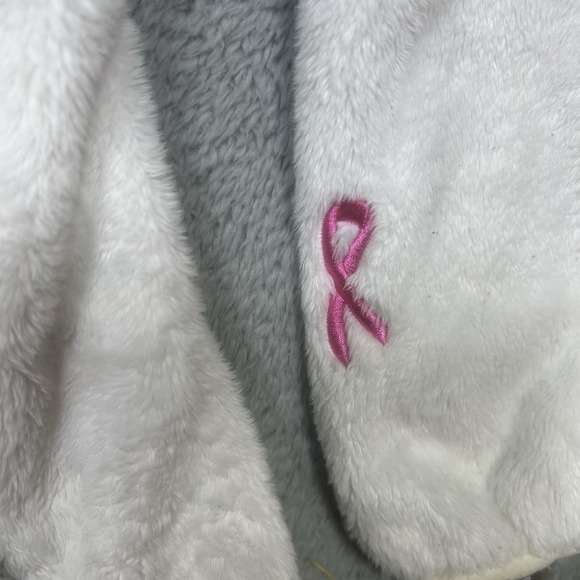 The North Face Osito Jacket Womens M White Pink Ribbon Breast Cancer Fleece FZip - Picture 6 of 14